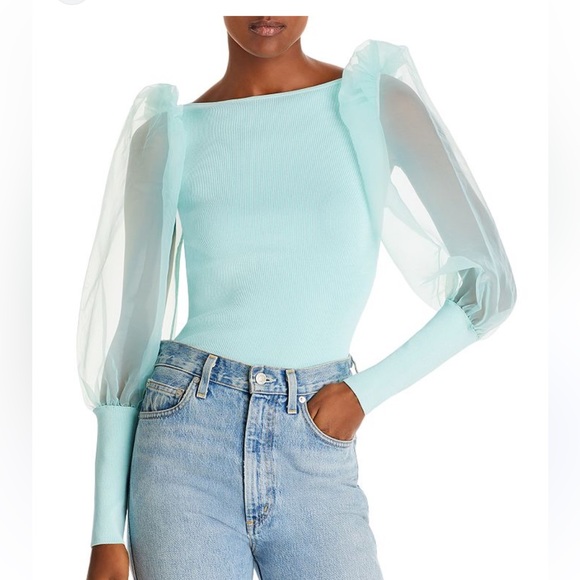 Alice + Olivia Tops - Alice and Olivia Abella long Puff-Sleeve Top in L